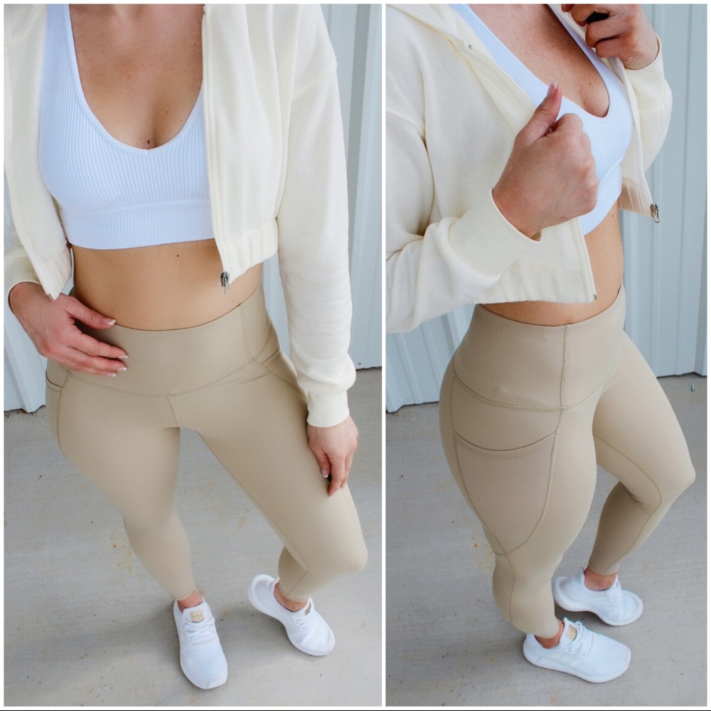 Out N About High Waist Leggings-Taupe